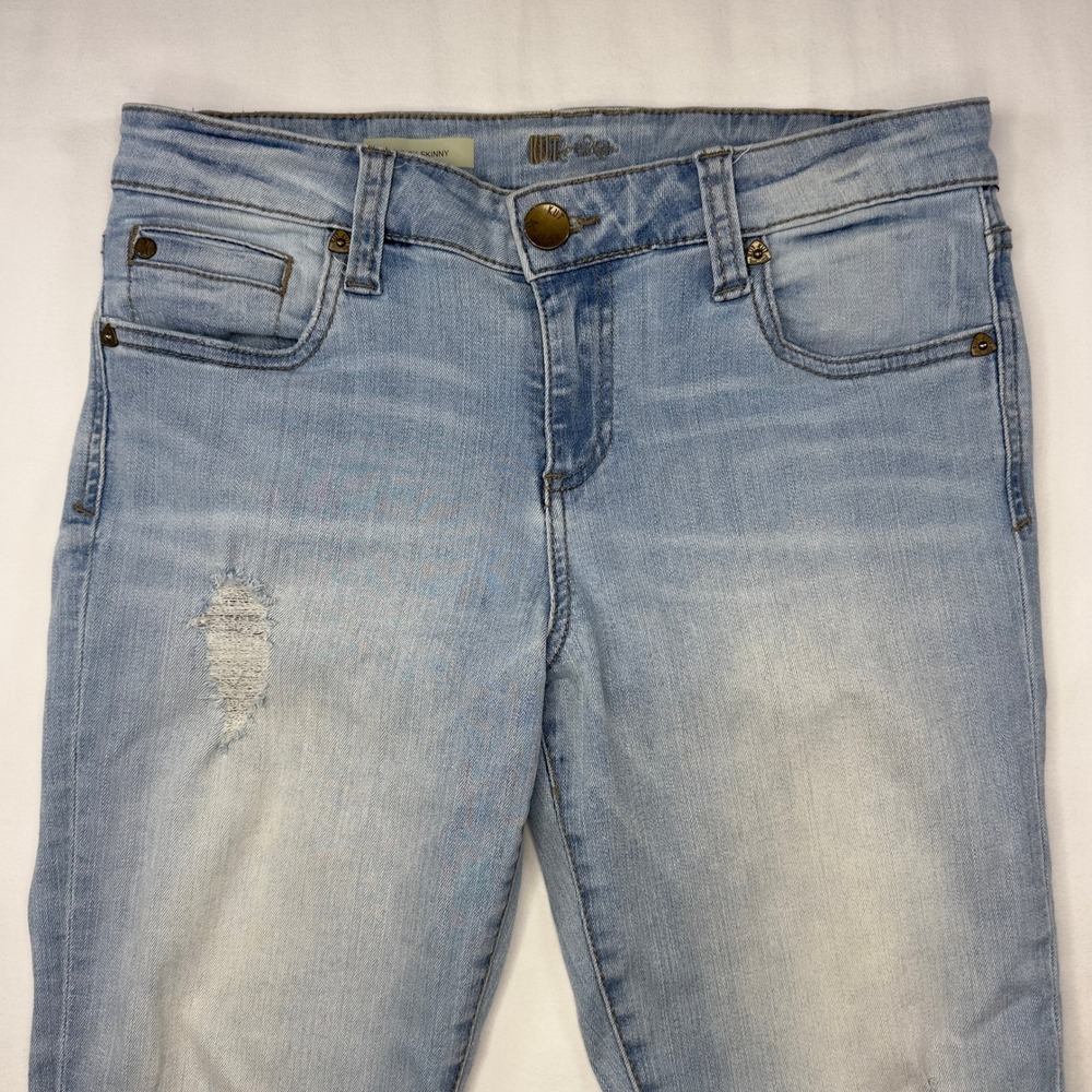 Kut From The Kloth Jeans Womens 8 Toothpick Skinny Light Blue Denim Distressed - Picture 3 of 10